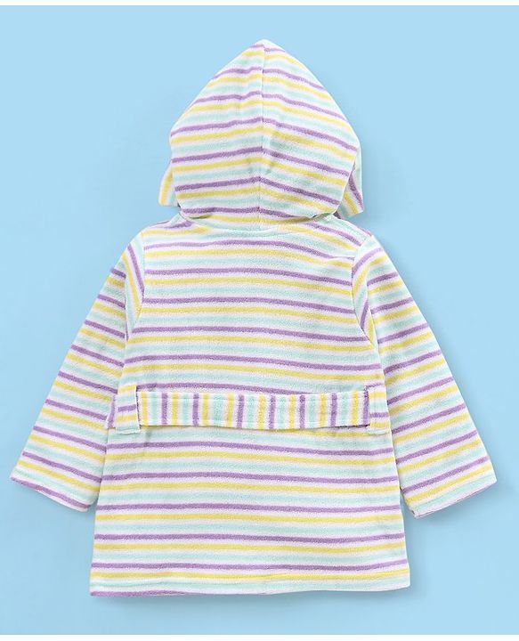 Babyhug Knit Terry Full Sleeves Striped Hooded  Bath Robe with  Koala Patch - Multicolour
