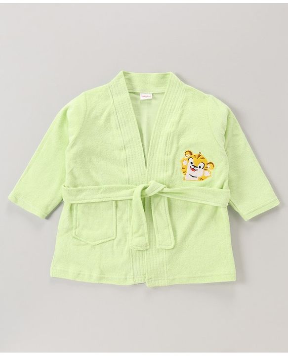 Babyhug Terry Knit Full Sleeves Hooded Bath Robe - Green