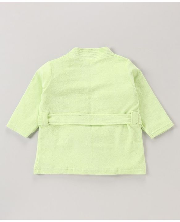 Babyhug Terry Knit Full Sleeves Hooded Bath Robe - Green