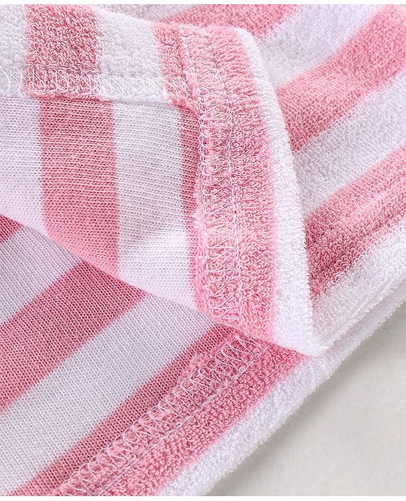Babyhug Knit Terry Full Sleeves Striped Hooded  Bath Robe with  Owl Patch - Pink