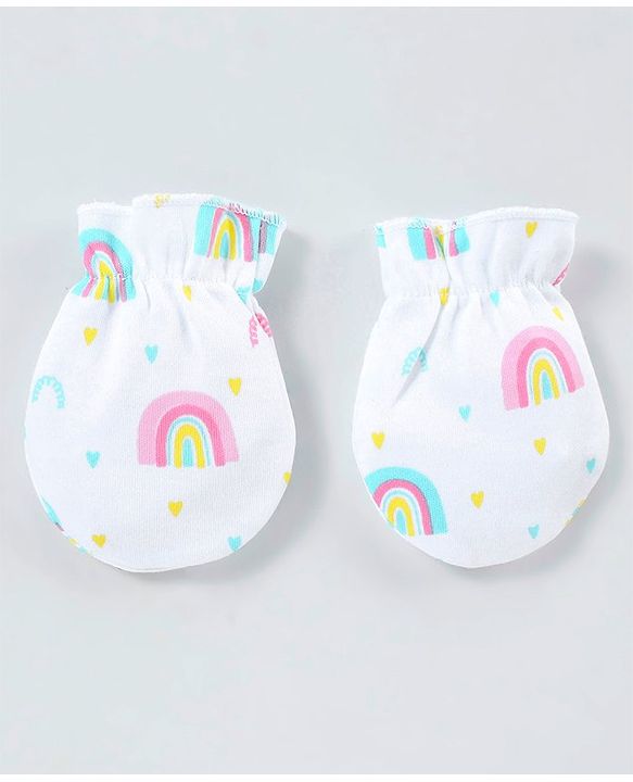 Babyhug 100% Cotton Mittens Pack of 3 - Multicolour