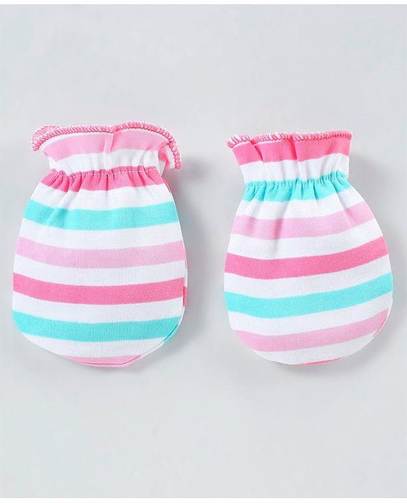 Babyhug 100% Cotton Mittens Pack of 3 - Multicolour