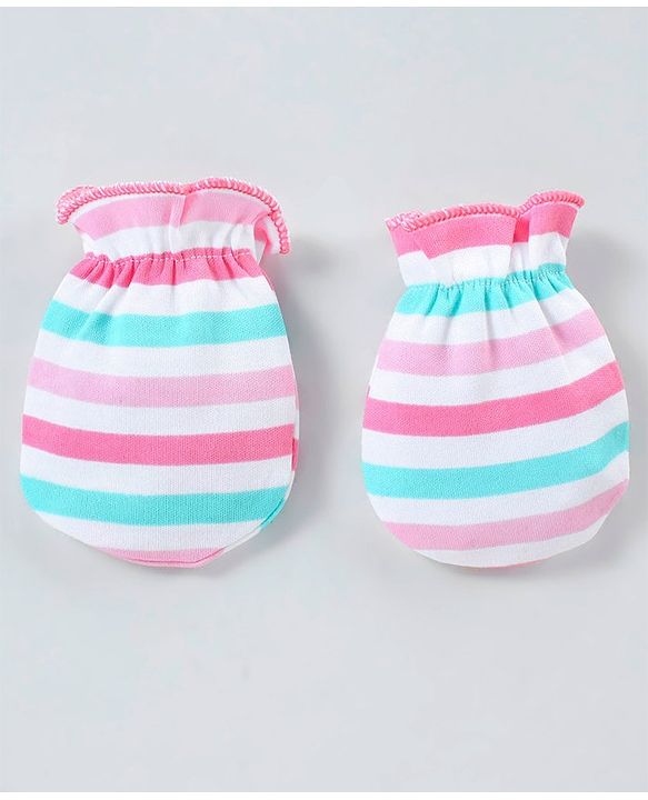 Babyhug 100% Cotton Mittens Pack of 3 - Multicolour