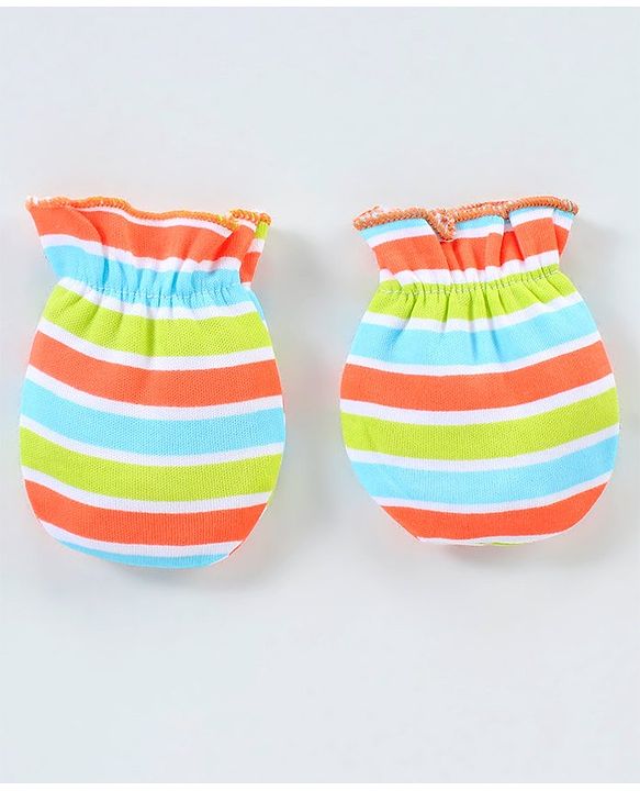 Babyhug 100% Cotton Mittens Pack of 3 - Multicolour