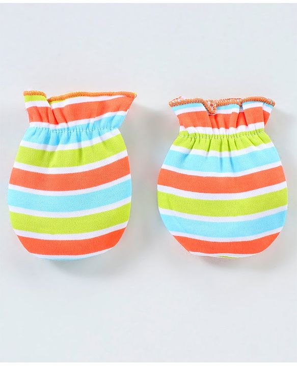 Babyhug 100% Cotton Mittens Pack of 3 - Multicolour