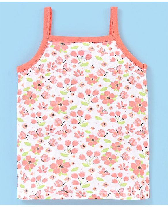 Babyhug 100% Cotton Antibacterial  Sleeveless Slips Dot & Floral Print Pack Of 3- Yellow & Orange