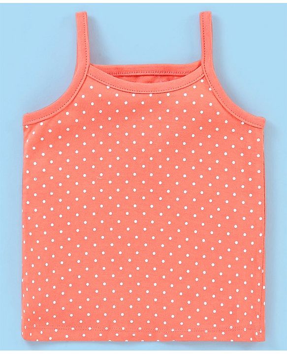 Babyhug 100% Cotton Antibacterial  Sleeveless Slips Dot & Floral Print Pack Of 3- Yellow & Orange
