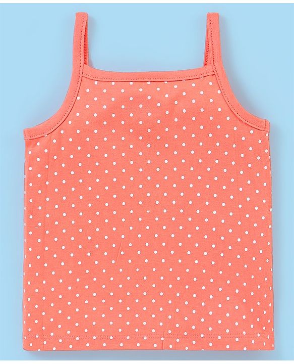 Babyhug 100% Cotton Antibacterial  Sleeveless Slips Dot & Floral Print Pack Of 3- Yellow & Orange