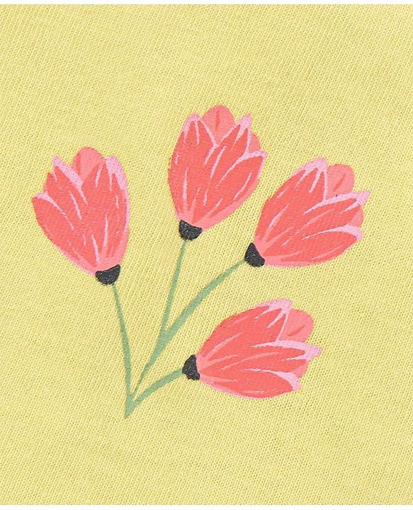 Babyhug 100% Cotton Antibacterial  Sleeveless Slips Dot & Floral Print Pack Of 3- Yellow & Orange