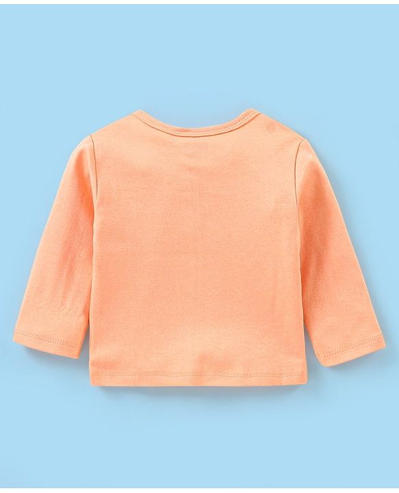Babyhug 100% Cotton Antibacterial Full Sleeves Vests Bunny & Stripe Printed Pack of 3 - Peach & Blue