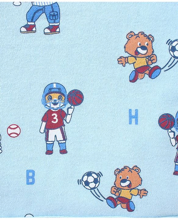 Babyhug 100% Cotton Antibacterial Full Sleeves Vests Teddy Print Pack of 3 - Red & Blue