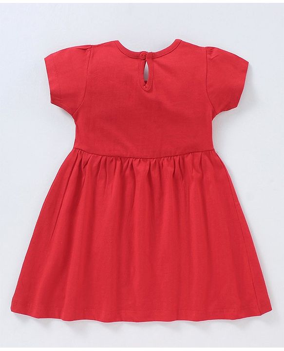 Babyhug 100% Cotton Knitted Half Sleeves Heart Print Frocks Pack of 2 - Grey & Red