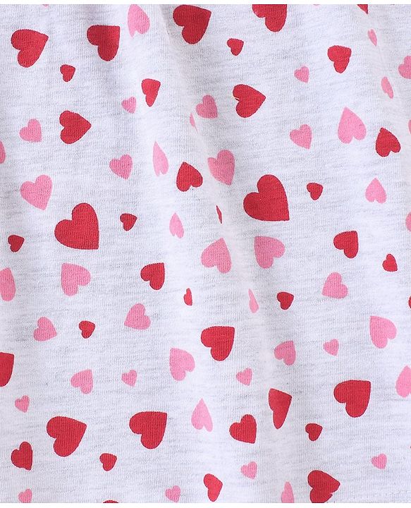Babyhug 100% Cotton Knitted Half Sleeves Heart Print Frocks Pack of 2 - Grey & Red