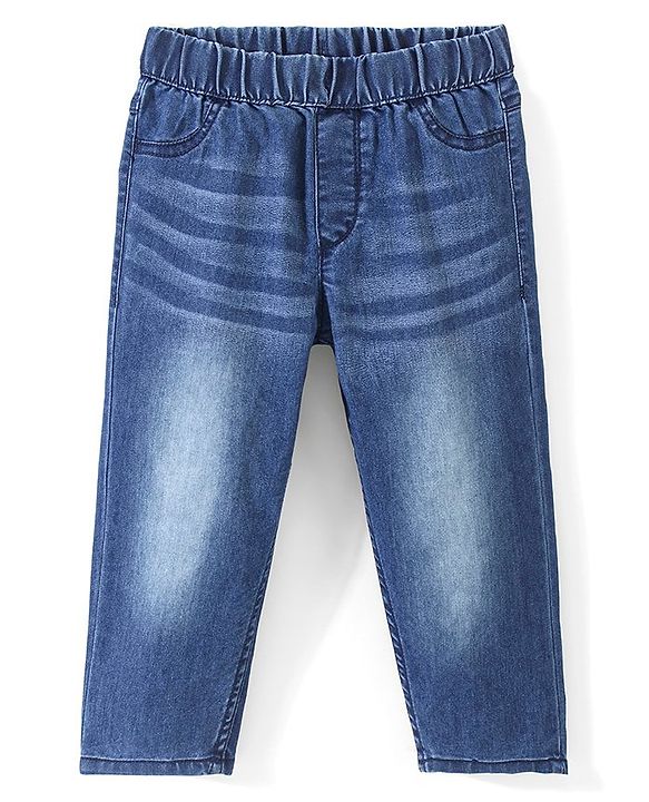 Pine Kids Cotton Elastane Three Fourth Length Jeggings - Mid Blue