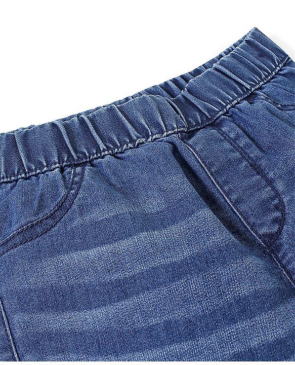 Pine Kids Cotton Elastane Three Fourth Length Jeggings - Mid Blue