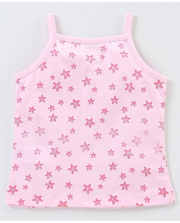 Babyhug 100% Cotton knit Sleeveless Sea Horse & Dot Printed Slips Pack of 3 - Blue Pink & Purple