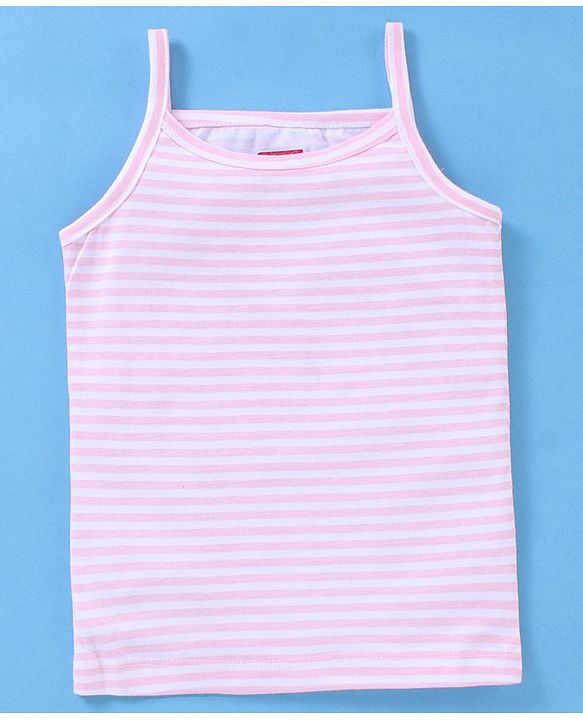 Babyhug 100% Cotton Sleeveless Striped Slips Floral Print Pack of 3 - Red & Pink