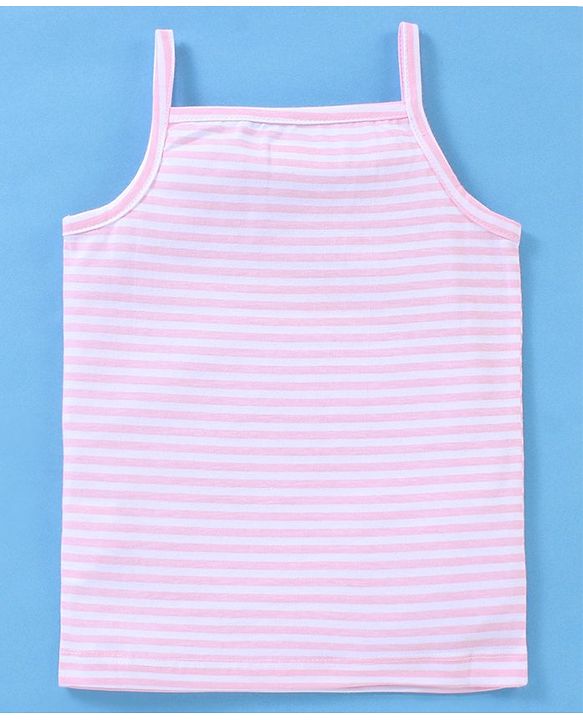 Babyhug 100% Cotton Sleeveless Striped Slips Floral Print Pack of 3 - Red & Pink