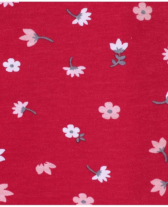 Babyhug 100% Cotton Sleeveless Striped Slips Floral Print Pack of 3 - Red & Pink