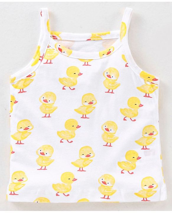 Babyhug 100% Cotton Knit Sleeveless Slips Duck Print Pack of 3 - Blue & White