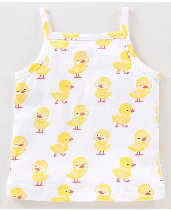 Babyhug 100% Cotton Knit Sleeveless Slips Duck Print Pack of 3 - Blue & White