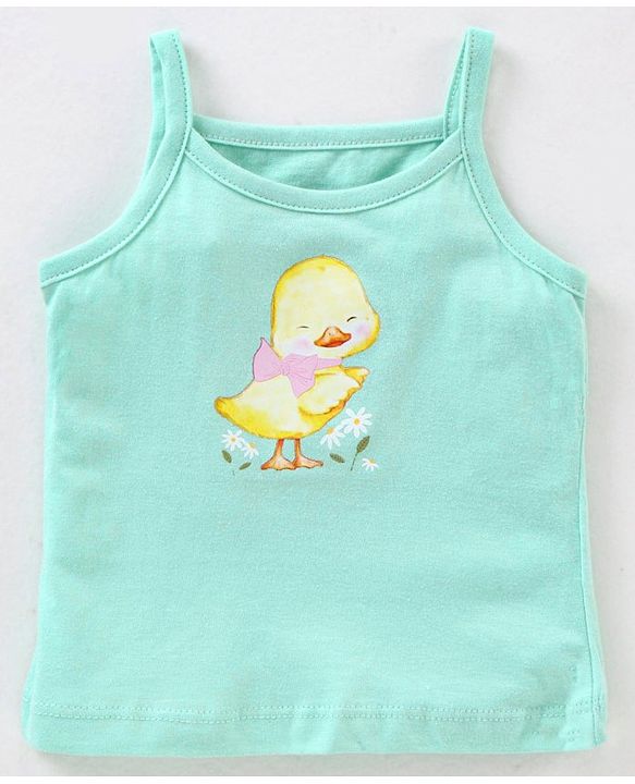 Babyhug 100% Cotton Knit Sleeveless Slips Duck Print Pack of 3 - Blue & White