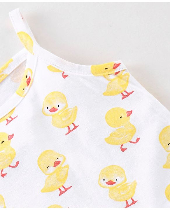 Babyhug 100% Cotton Knit Sleeveless Slips Duck Print Pack of 3 - Blue & White