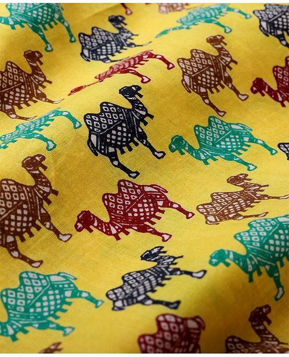 Babyhug 100% Cotton Full Sleeves Kurta & Dhoti Digital Print - Yellow
