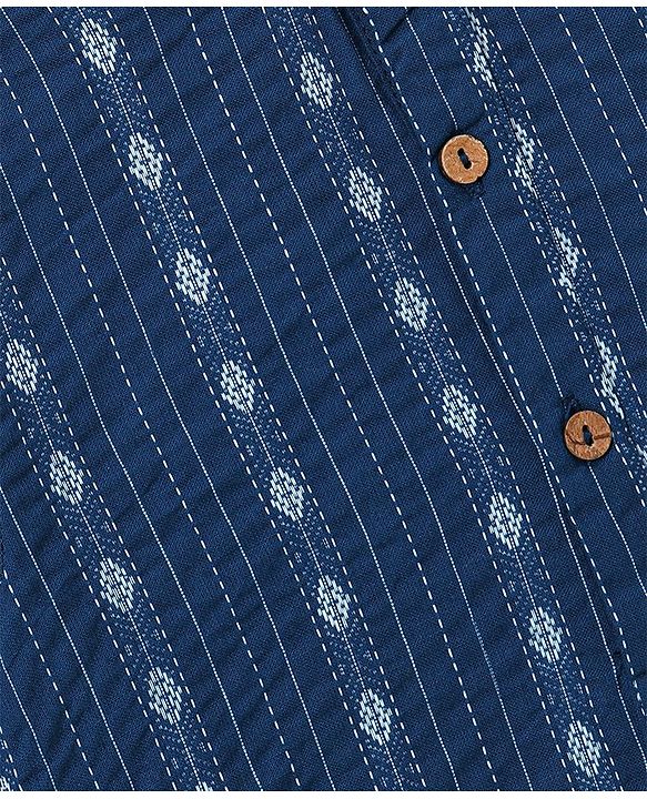Babyhug Cotton Full Sleeves Printed Kurta & Pyjama Set- Indigo