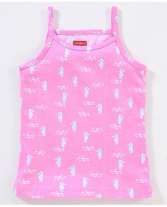 Babyhug 100% Cotton Sleeveless Slips Striped Pack of 5 - Blue & Pink