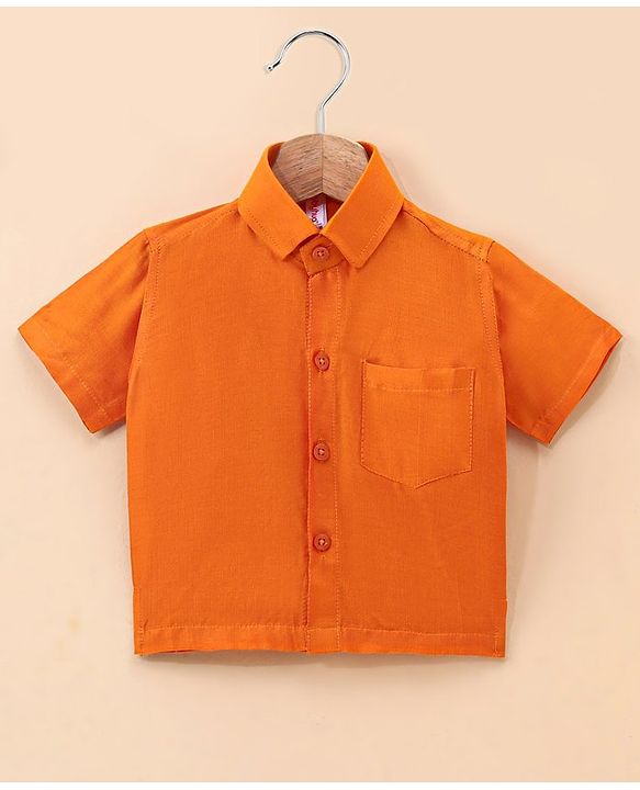 Babyhug Half Sleeves Shirt & Mundu Set - Orange