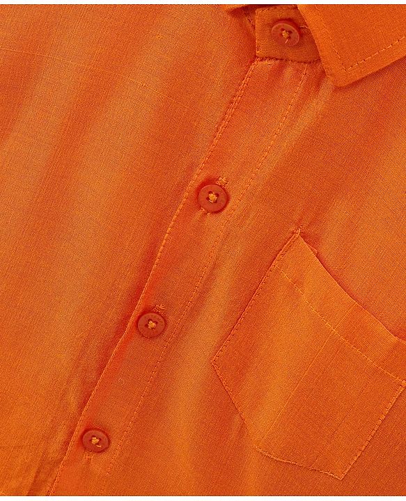 Babyhug Half Sleeves Shirt & Mundu Set - Orange
