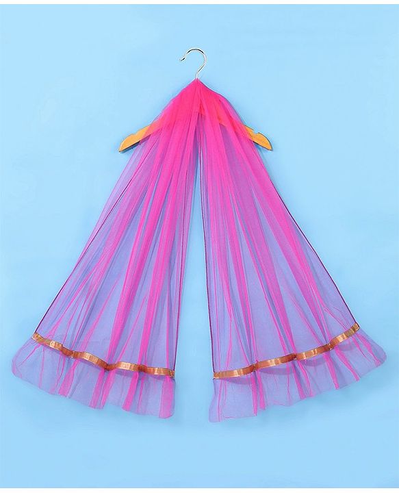 Babyhug 100% Cotton Woven Short Sleeves South Pavda Pattu & Lehenga Set Embroidery Detailing - Pink
