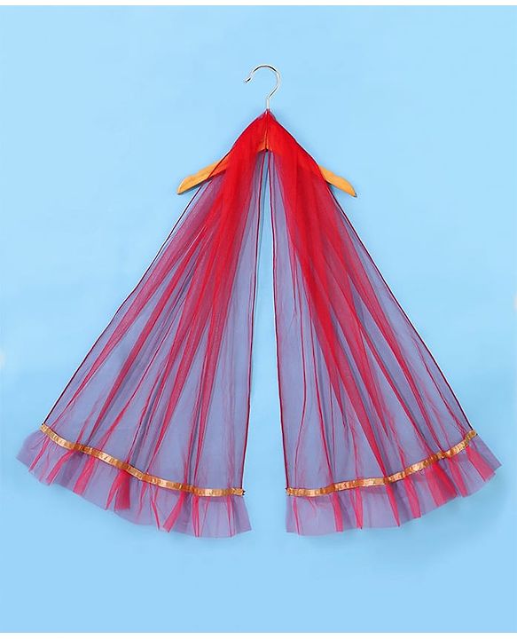 Babyhug 100% Cotton Woven Short Sleeves South Pavda Pattu & Lehenga Set Embroidery Detailing - Red