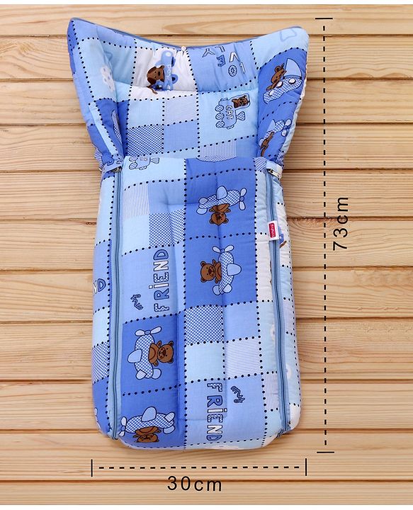 Babyhug Cotton lovely Friends Print Sleeping Bag - Blue