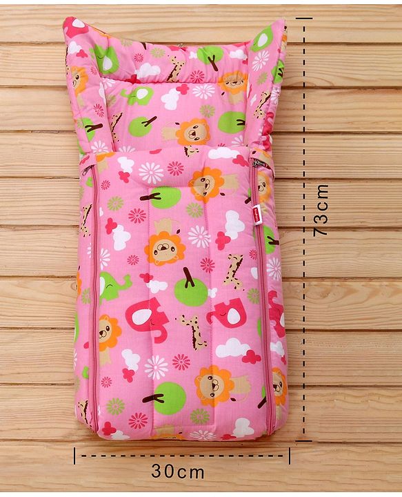 Babyhug Cotton Jungle Safari Print Sleeping Bag - Pink