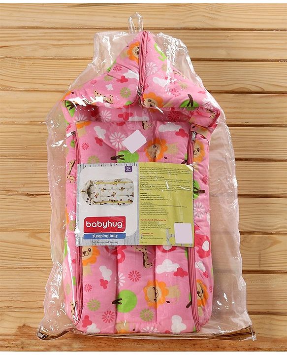 Babyhug Cotton Jungle Safari Print Sleeping Bag - Pink