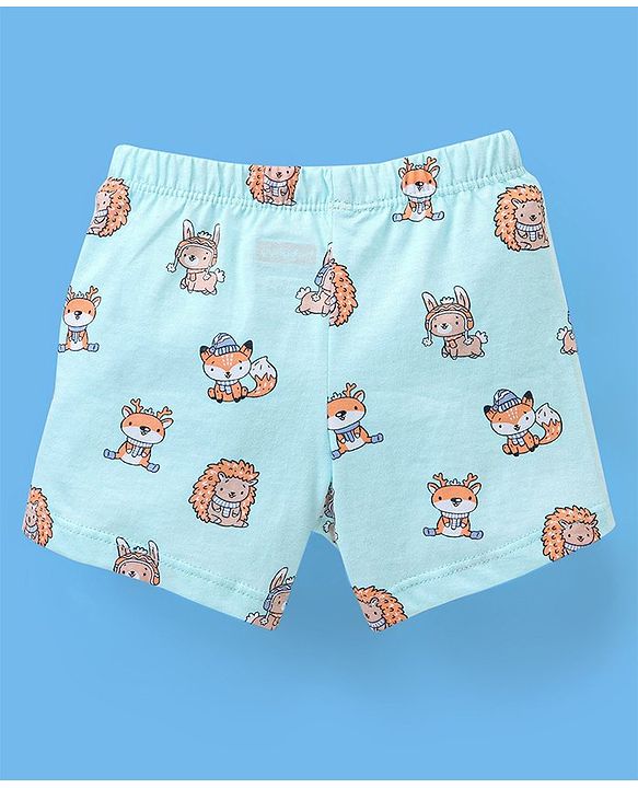 Babyhug 100% Cotton Knit Boxers Striped & Wild Animal Print Pack of 3 - Orange Grey & Blue