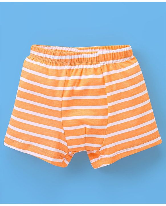 Babyhug 100% Cotton Knit Boxers Striped & Wild Animal Print Pack of 3 - Orange Grey & Blue
