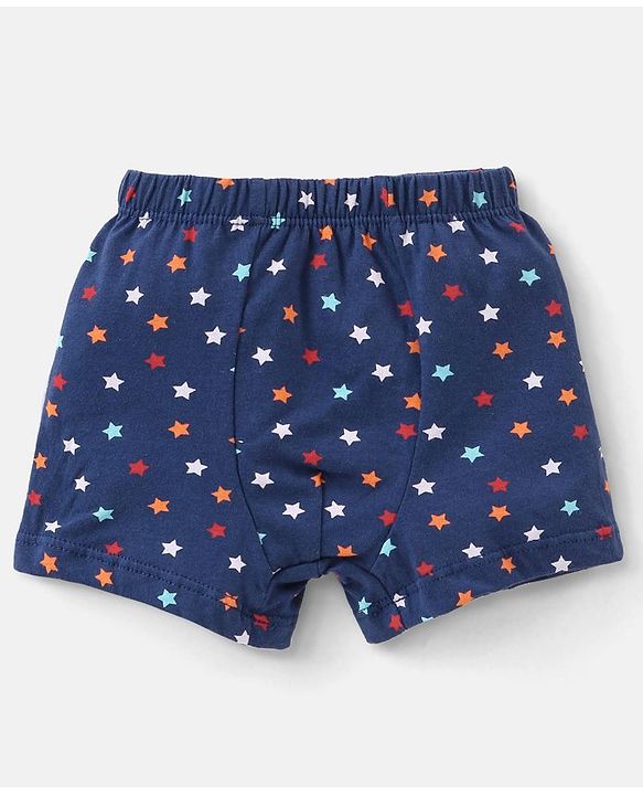 Babyhug 100% Cotton Star & Stripe Print Briefs Pack of 3 - Blue & Red