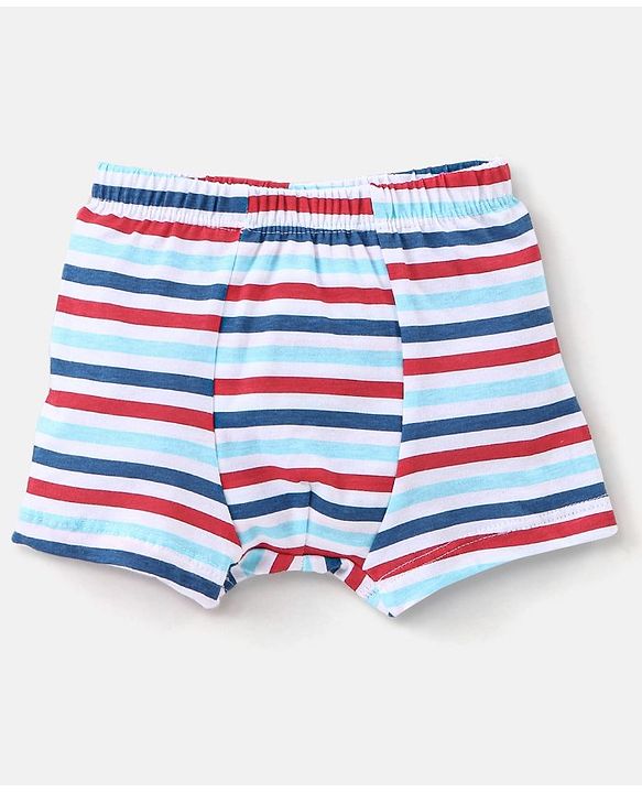 Babyhug 100% Cotton Star & Stripe Print Briefs Pack of 3 - Blue & Red