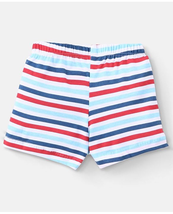 Babyhug 100% Cotton Star & Stripe Print Briefs Pack of 3 - Blue & Red