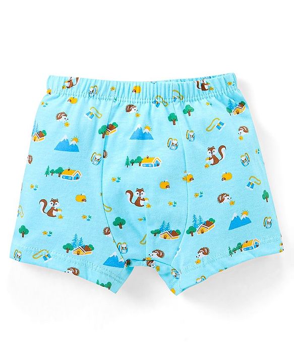 Babyhug 100% Cotton Briefs Pack of 3 Squirrel Print - Yellow & Blue