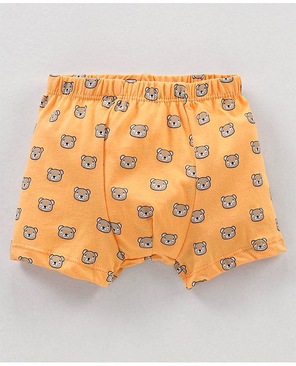 Babyhug 100% Cotton Striped & Teddy Print Briefs Pack of 3 - Turquoise Green & Orange