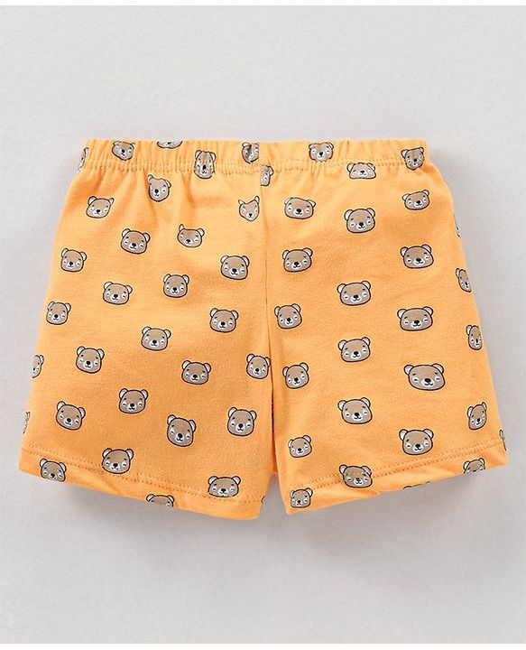 Babyhug 100% Cotton Striped & Teddy Print Briefs Pack of 3 - Turquoise Green & Orange