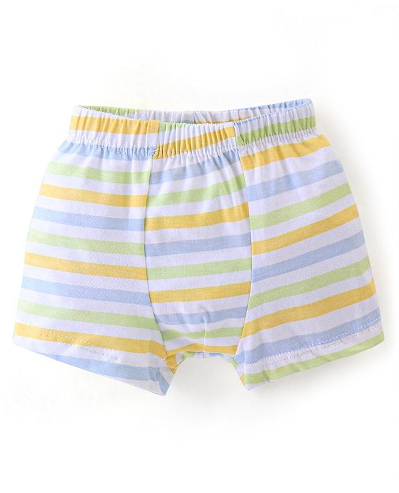 Babyhug 100% Cotton Briefs Stripes & Milkpack Print Pack of 3 - Orange White & Blue