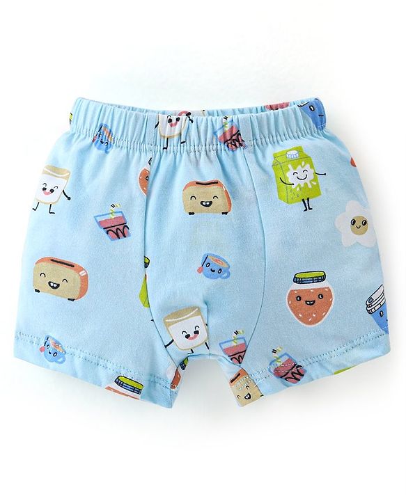 Babyhug 100% Cotton Briefs Stripes & Milkpack Print Pack of 3 - Orange White & Blue