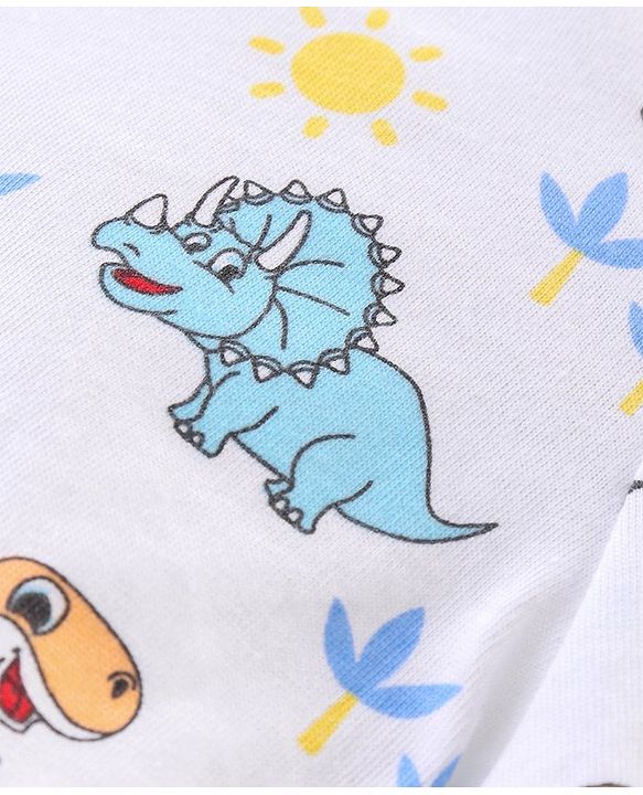 Babyhug 100% Cotton Briefs Stripes & Dino Print Pack of 3- Blue & White