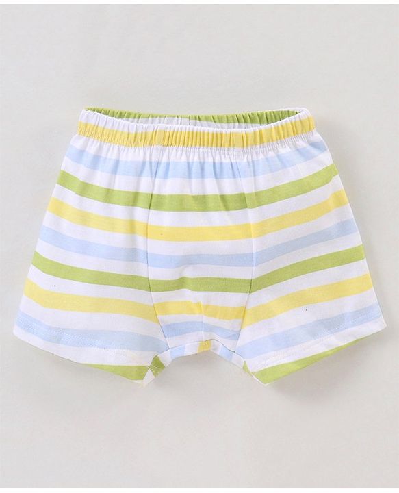 Babyhug 100% Cotton Briefs Stripes & Car Print Pack of 3- Blue & White