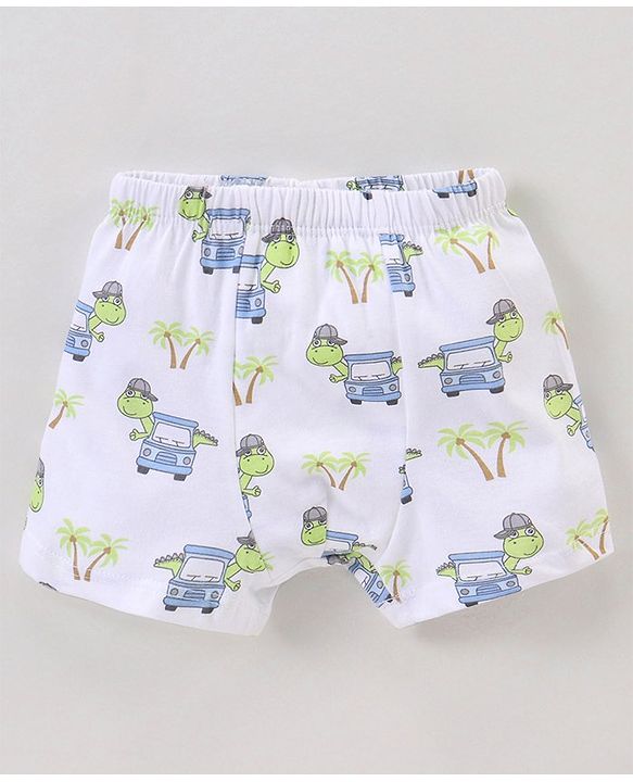 Babyhug 100% Cotton Briefs Stripes & Car Print Pack of 3- Blue & White